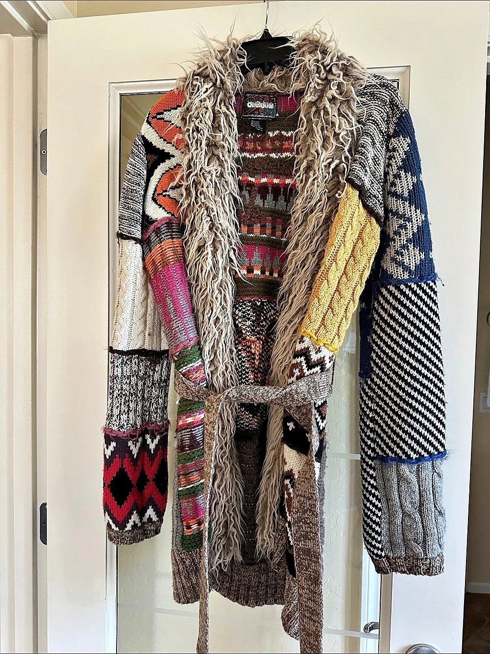 Desigual Patchwork Knit Cardigan Brown & Multicolor Size Medium - Picture 2 of 3